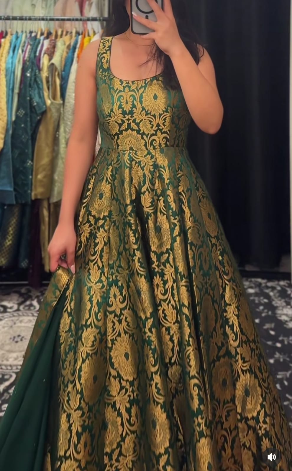 Royal Brocade Banarasi Silk Anarkali Gown with Matching Dupatta