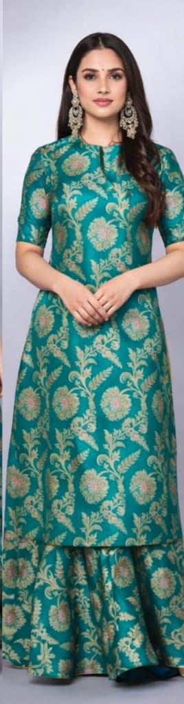 Heavy Banarasi Silk Party Wear 3 Piece Sharara Set