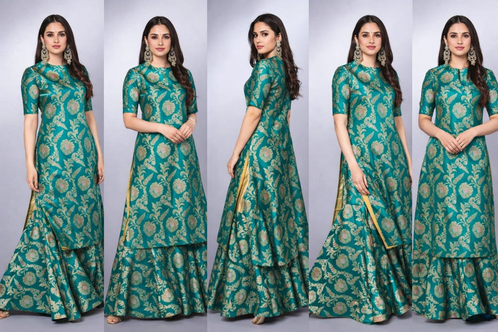 Heavy Banarasi Silk Party Wear 3 Piece Sharara Set