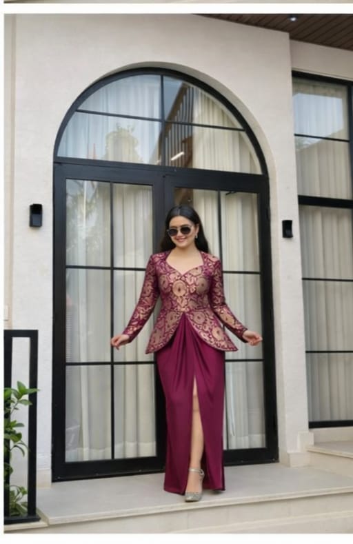 Amazing Black Brocade Top With Skirt