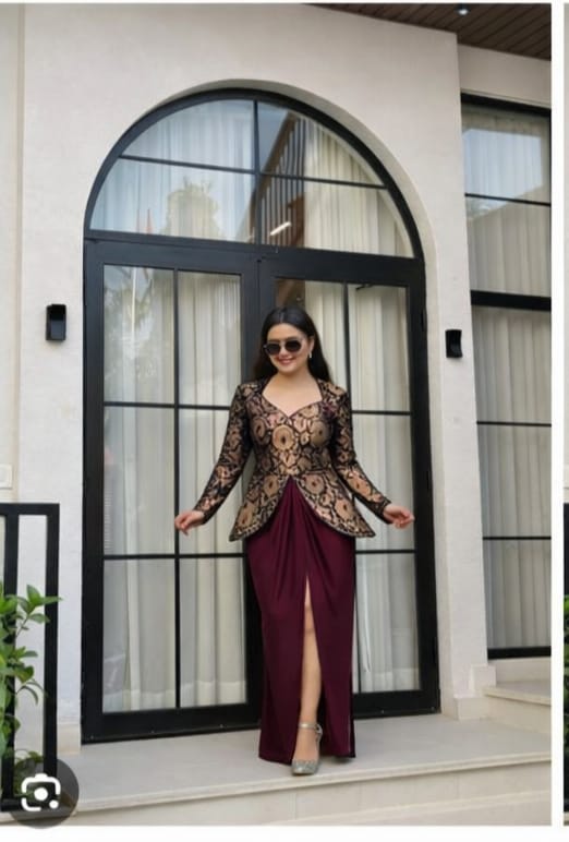 Amazing Black Brocade Top With Skirt