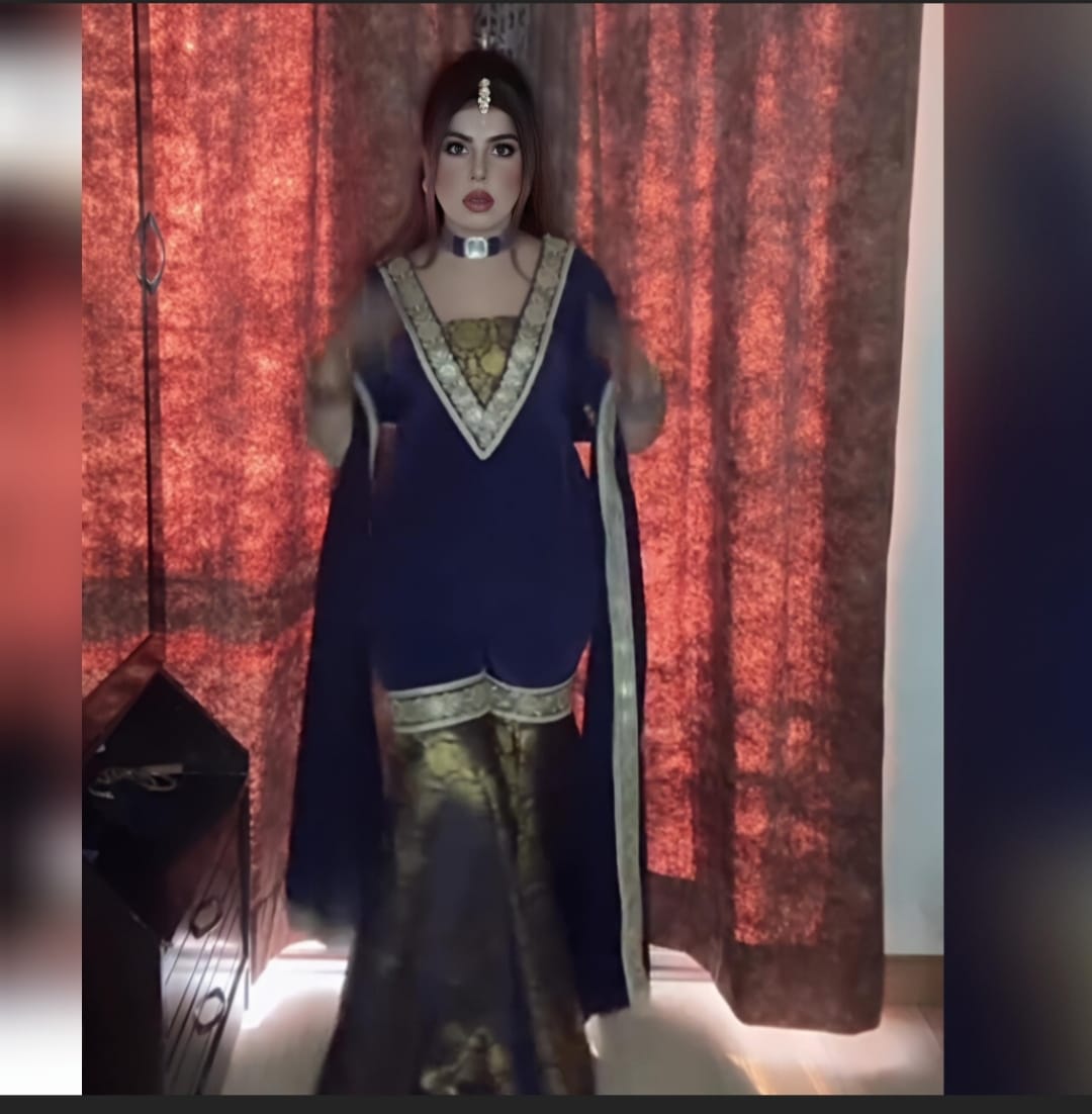 Embroidered  Kurti & Brocade Sharara Set with  Dupatta