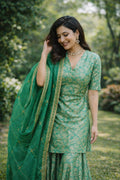 Handwoven Banarasi Brocade Kurta With Sharara An Gota Work Dupatta