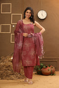 Lin-Cotton Embroidered Suit Set
