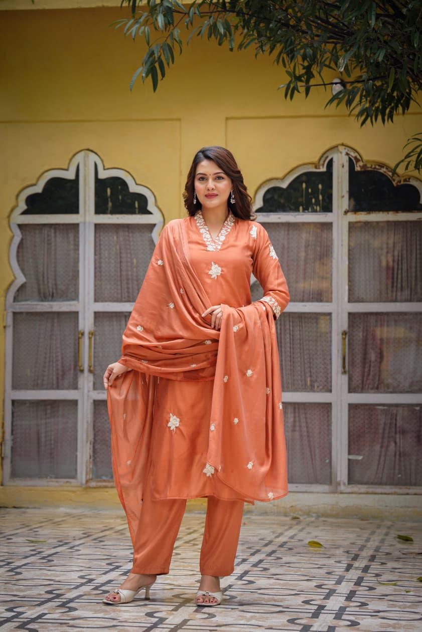 Premium Malchanderi Embroidered Kurta Set with Dupatta