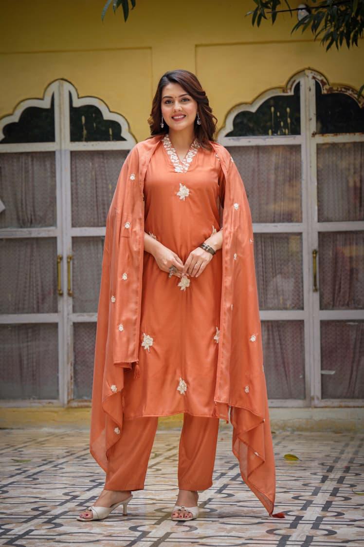 Premium Malchanderi Embroidered Kurta Set with Dupatta