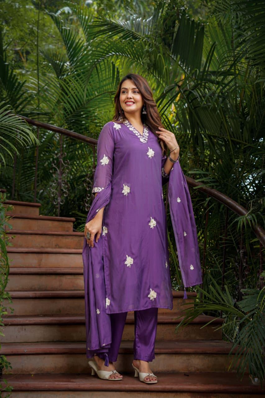 Premium Malchanderi Embroidered Kurta Set with Dupatta