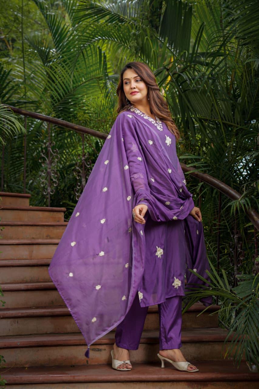 Premium Malchanderi Embroidered Kurta Set with Dupatta