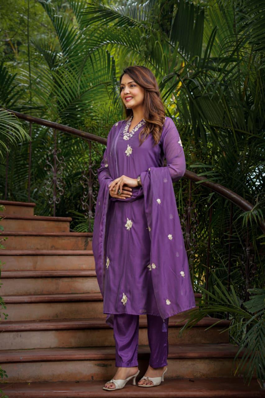 Premium Malchanderi Embroidered Kurta Set with Dupatta