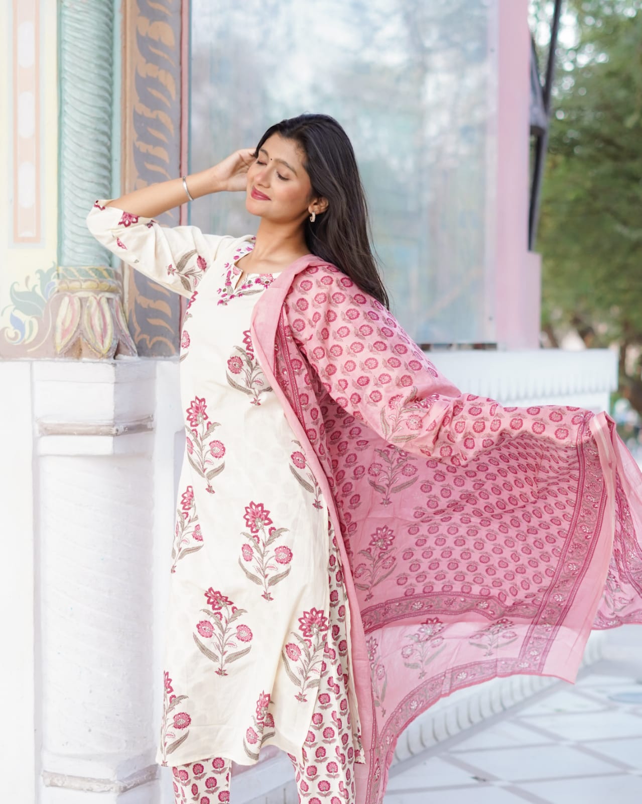 Gulabi Hand-Block Printed 3-Piece Kurta Set