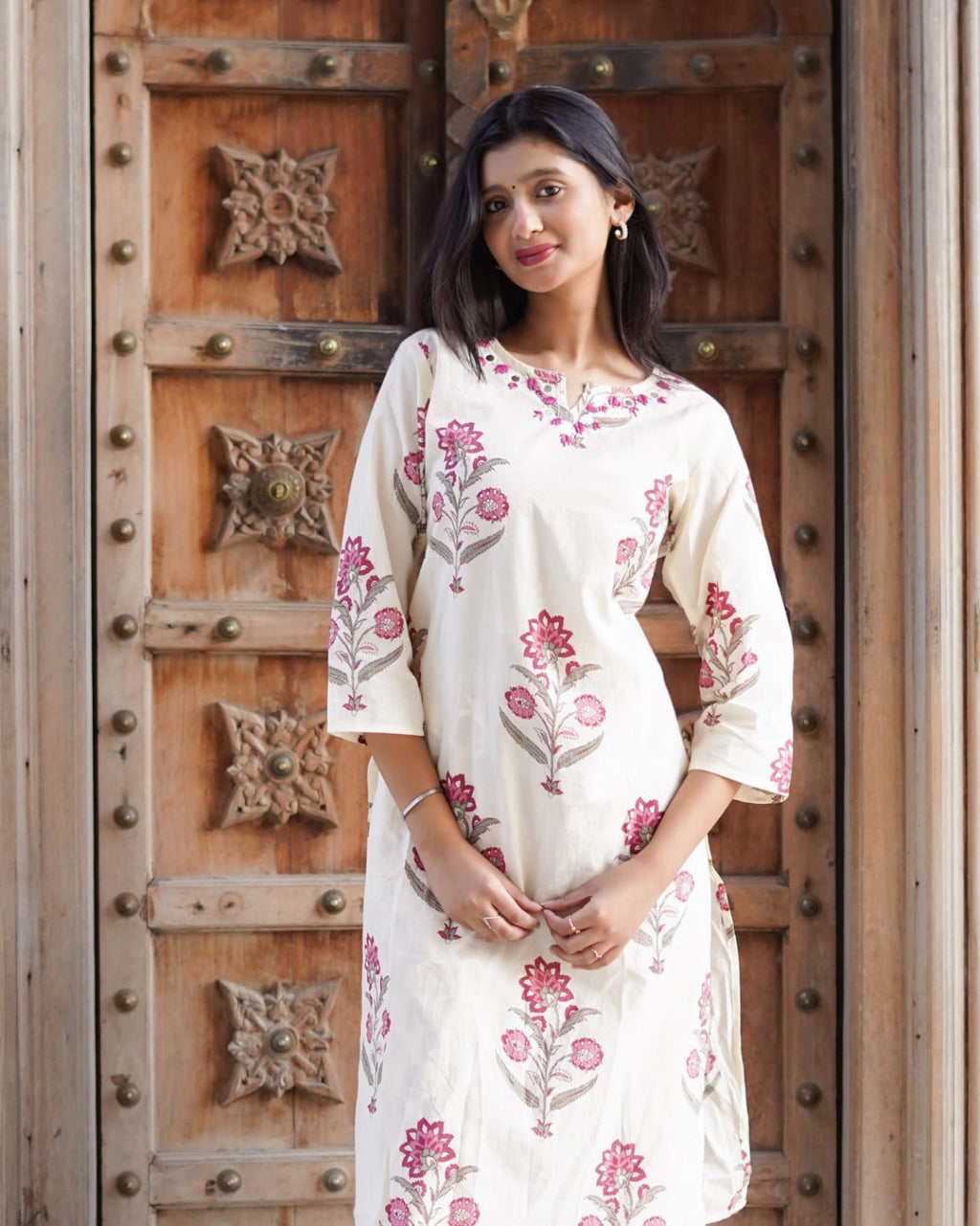 Gulabi Hand-Block Printed 3-Piece Kurta Set
