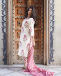 Gulabi Hand-Block Printed Cotton Kurta Set | Rose Pink Floral | 3-Piece