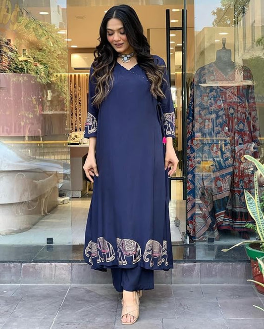 Heavy Cotton Party Wear 2 Piece Suit Set