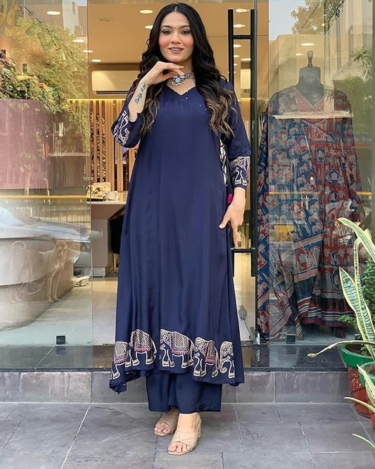Heavy Cotton Party Wear 2 Piece Suit Set