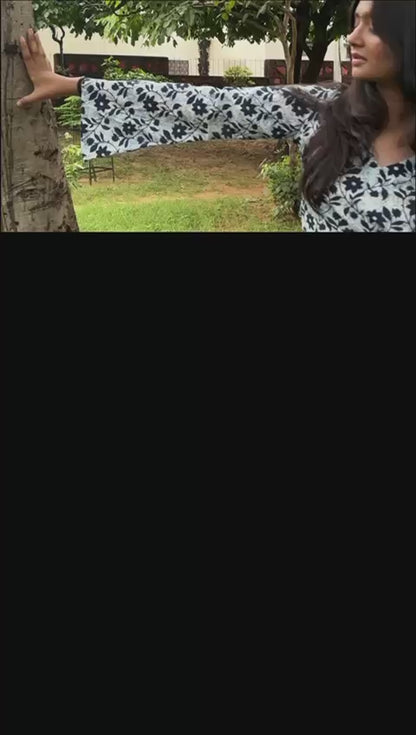 Moody Floral Comfort | Block Print Short Kurti