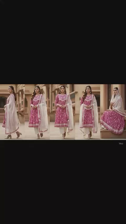 Pure Cotton Anarkali With Dupatta