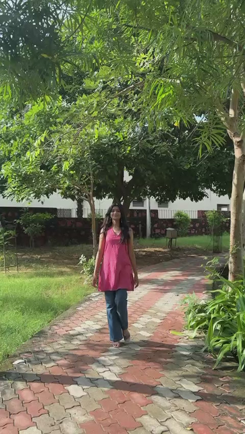 Pink Perfection in Chikankari | Textured Short Kurti