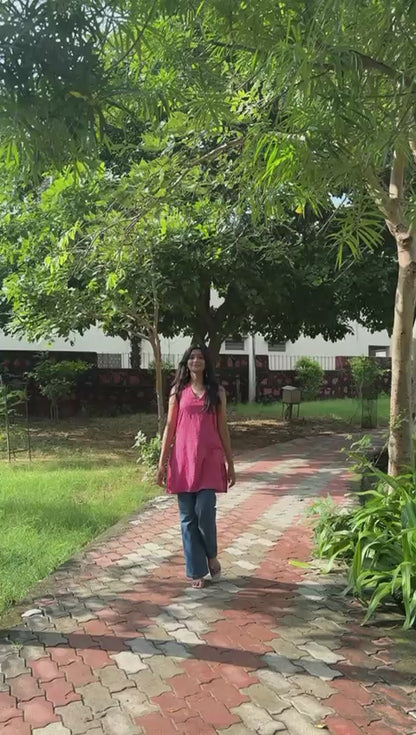 Pink Perfection in Chikankari | Textured Short Kurti