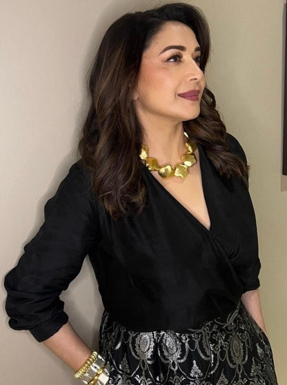 Raw silk shirt with Banarasi brocade pant coord set