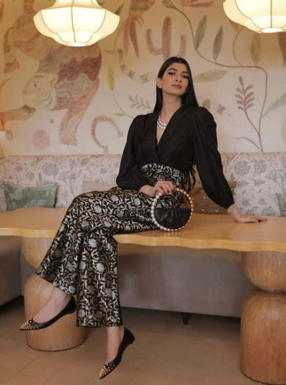 Raw silk shirt with Banarasi brocade pant coord set