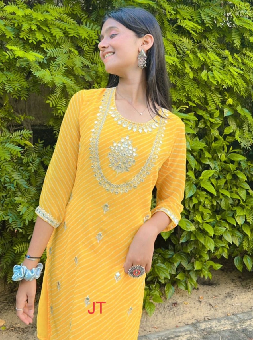 Georgette Mothra Kurti With Gota Patti Work