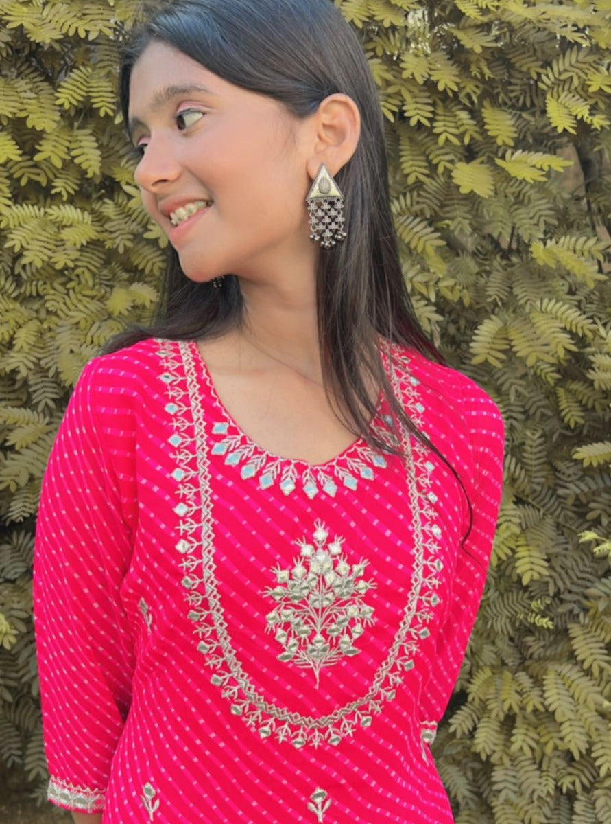 Georgette mothra kurti with gota Patti work