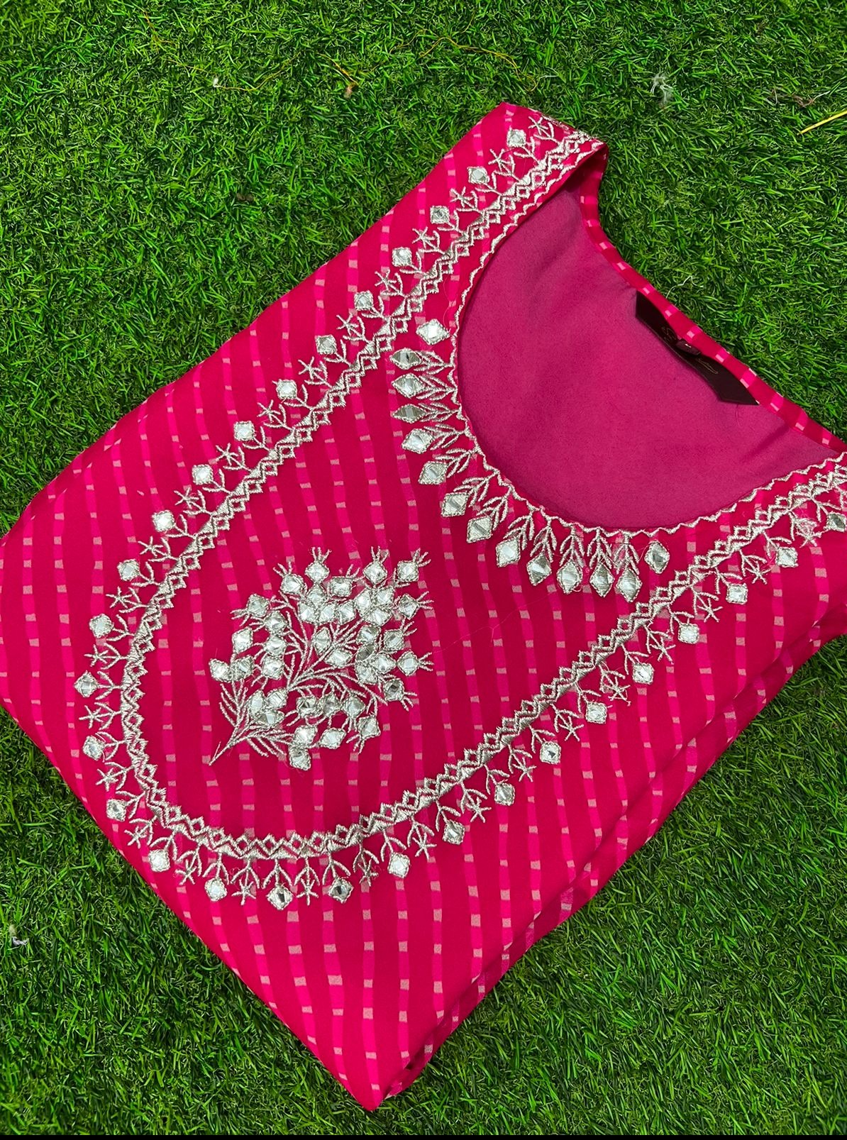 Georgette mothra kurti with gota Patti work