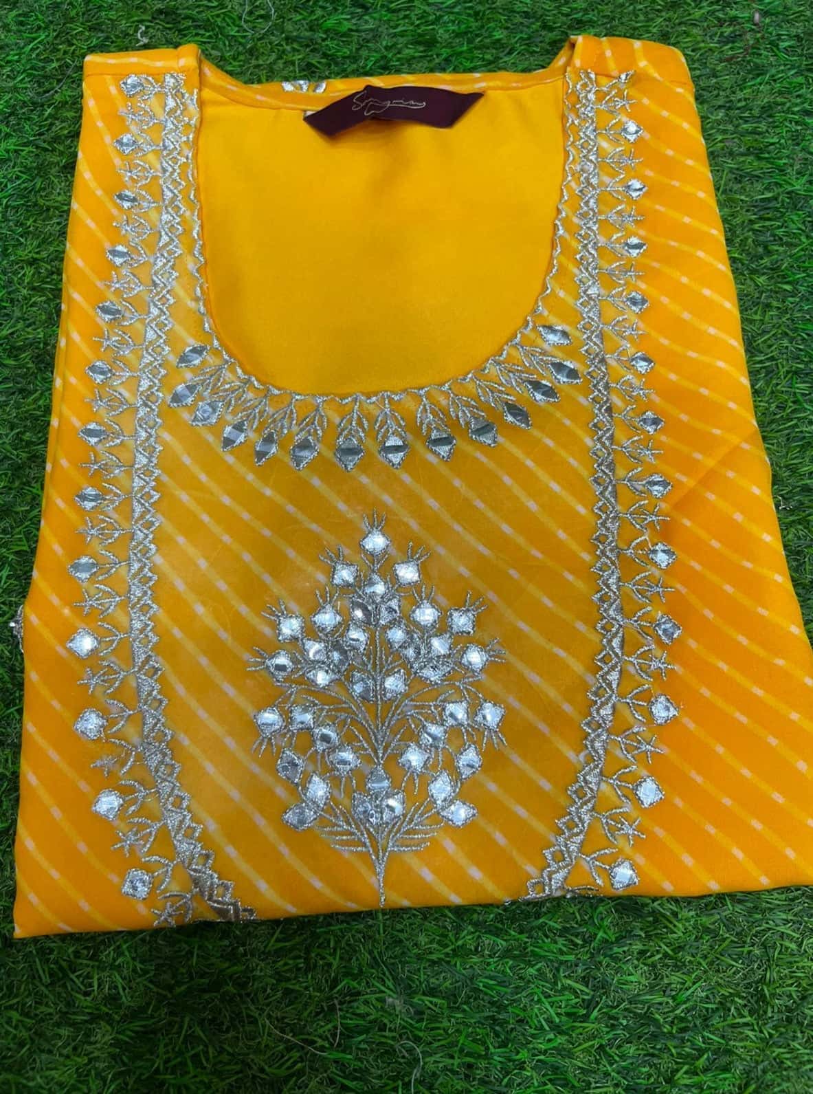Georgette mothra kurti with gota Patti work