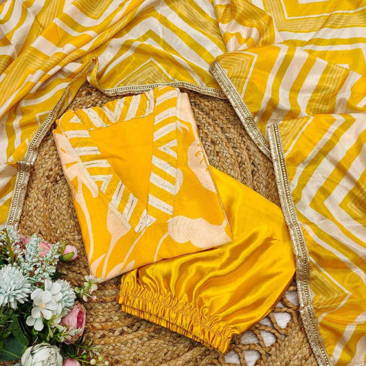Muslin Digital Print Kurti Pant Dupatta Set