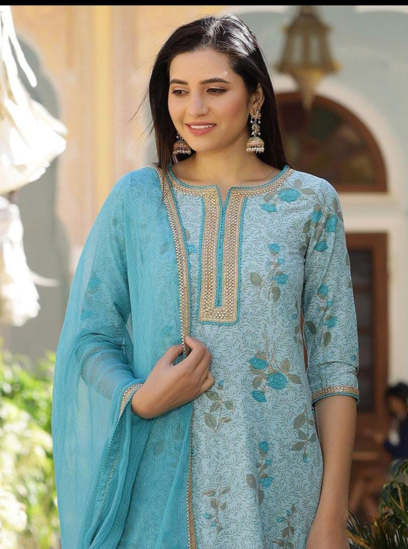 Soft Blue Cotton Kurti