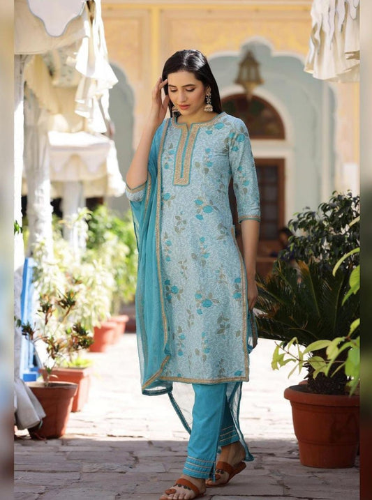 Seafoam Blue Pant style Straight Maslin Dyed main image 0