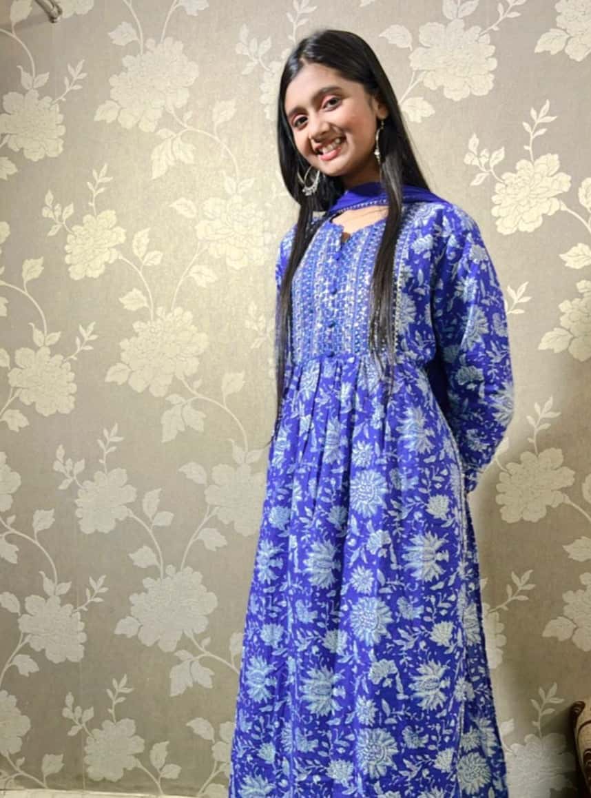 Royal Blue Handblock Kurta Set