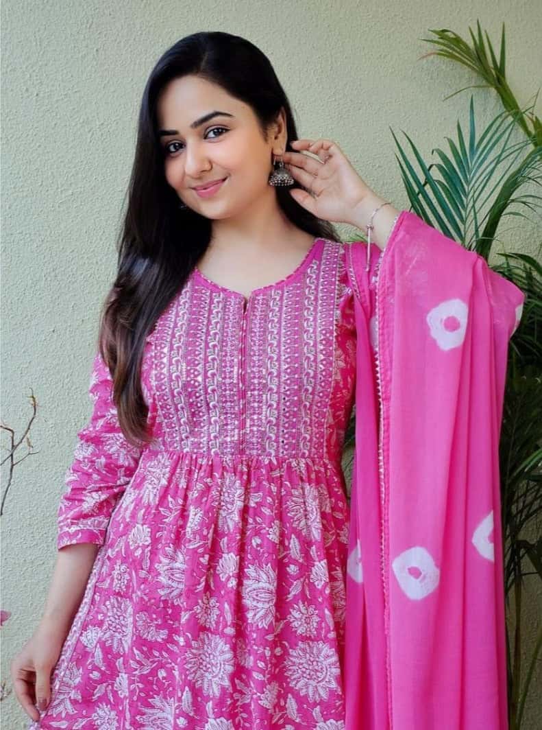 Pink Handblock Kurta Set