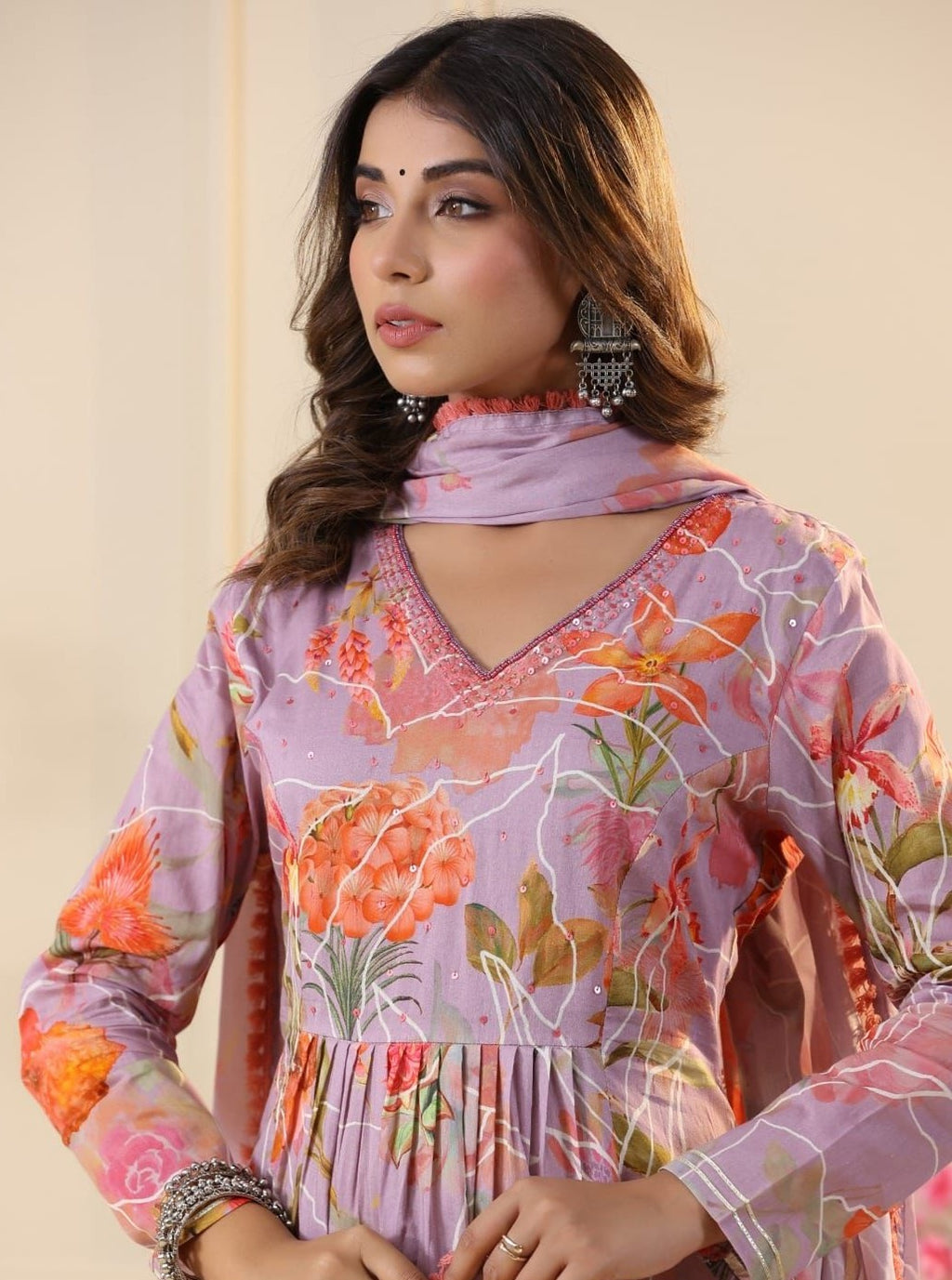 Handcrafted Mal-Mal 3Pc Set With Elegant Dupatta