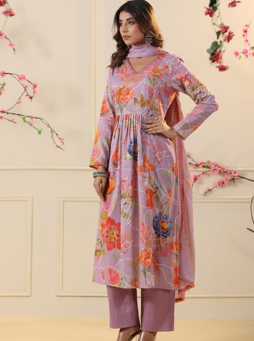 Handcrafted Mal-Mal 3Pc Set With Elegant Dupatta