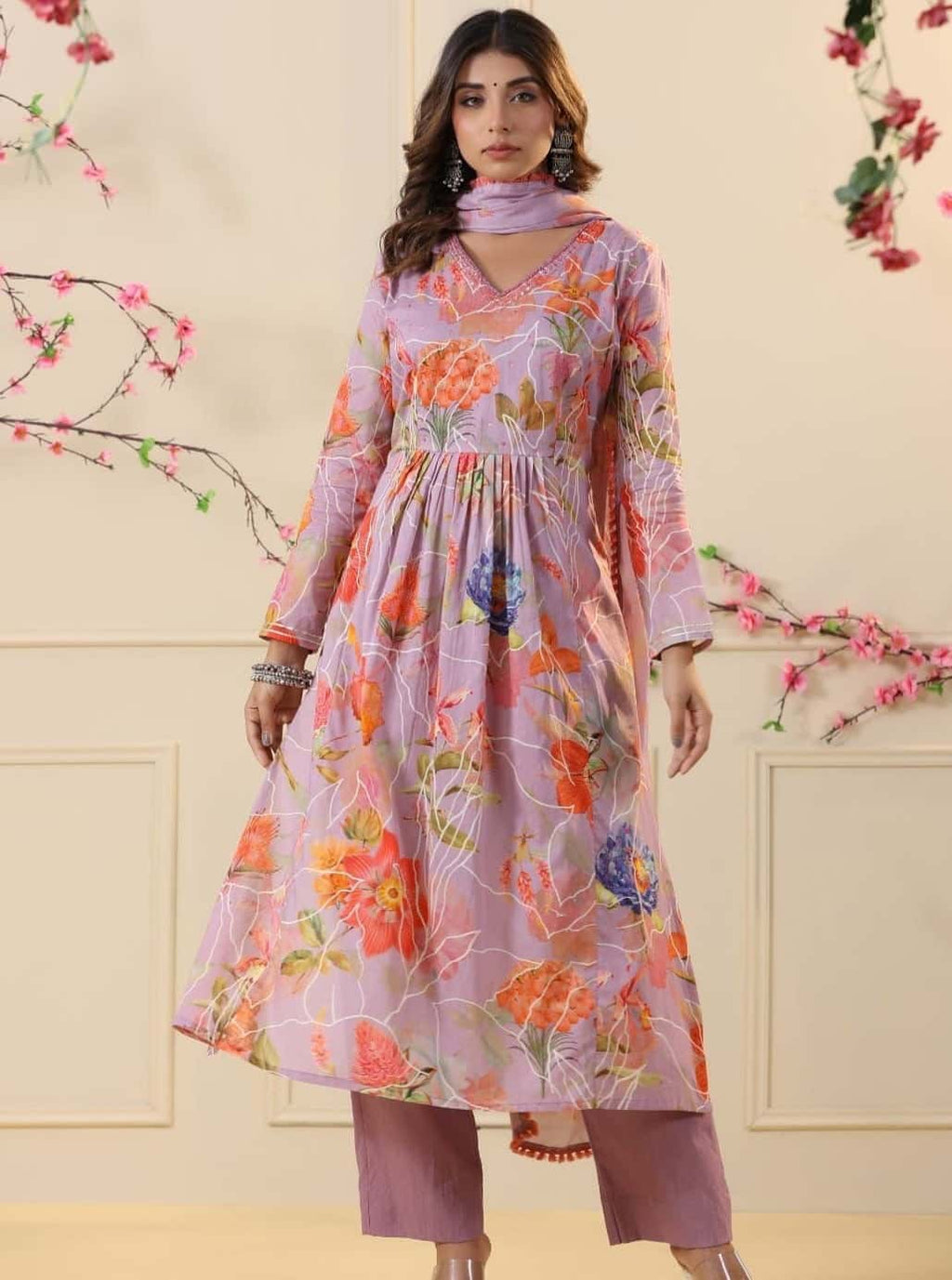 Handcrafted Mal-Mal 3Pc Set With Elegant Dupatta