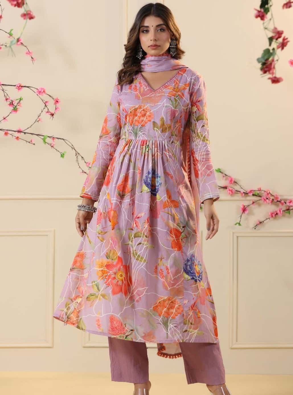Handcrafted Mal-Mal 3pc Set with Elegant Dupatta